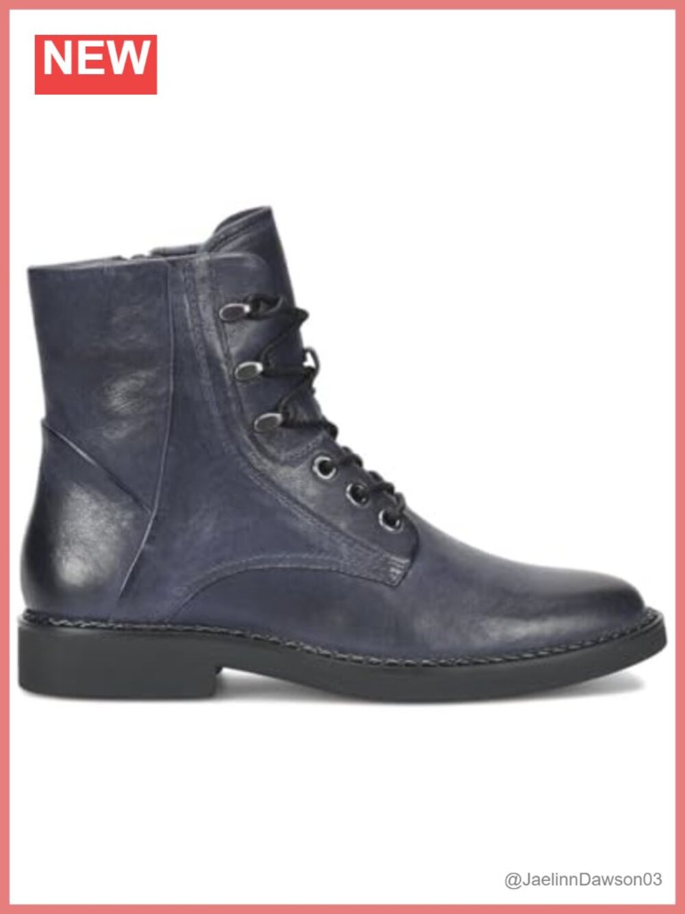 Women's Leather Ankle Booties with Inside Zipper and Lace-Up Closure